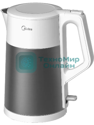 Чайник электрический Midea MK-8010, мощность 1800 Вт, объем 1.7 л, двойные стенки из нержавеющей стали, автоматика STRIX