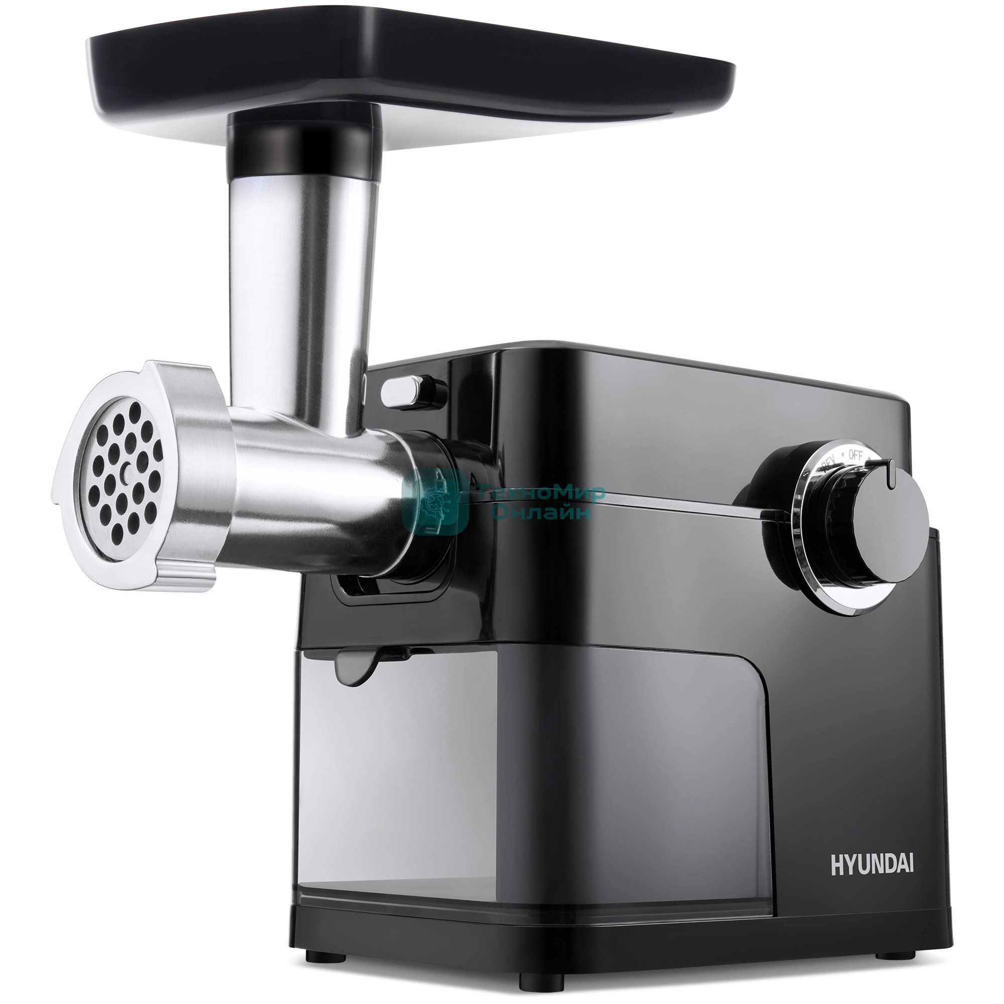 Мясорубка электрическая Hyundai HY-MG5491 черный, 1900 Вт, 2.4 кг/мин, реверс, защита от перегрузки, насадки - 5