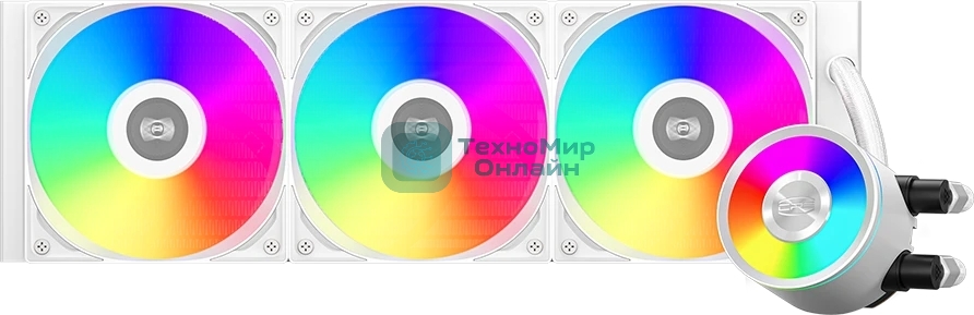 Система охлаждения Water Cooling System PCCooler DA360 Pro ARGb WH (300W, 360мм, белый, ARGb/Fans: 3x120мм, 75.8CFM, 33.7dBA, 2200RPM/Pump height 57мм, 28dBA, 3000RPM, Rad thickness 27мм/S: 1851, 1700, 1200, 20XX, 115X, AM5, AM4)
