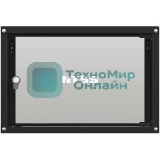 Шкаф коммутационный NTSS Lime (NTSS-WL6U5545GS-BL) настенный 6U 550x450 мм пер. дв. стекл несъемн. бок. пан. 30 кг черный 370 мм 9.6 кг 110 град. 370 мм IP20 сталь