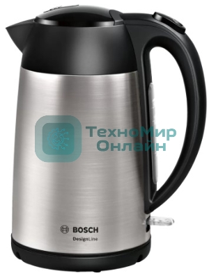Чайник электрический Bosch TWK3P420 1.7 л, 2400 Вт, черный (корпус: нержавеющая сталь)