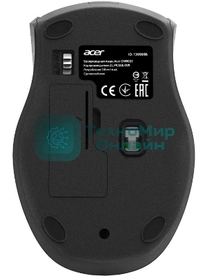 Мышь беспроводная Acer OMR032 черный/красный, 1600 dpi, радиоканал, USB, кнопки - 4