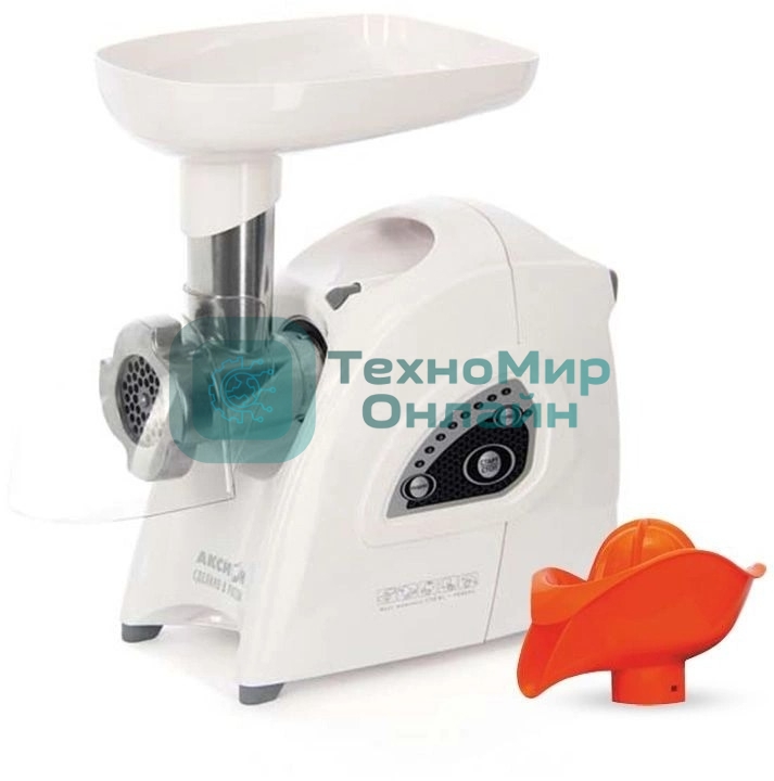 Мясорубка электрическая Аксион М42.01 белый, 1700 Вт, 2.0 кг/мин, реверс, защита от перегрузки, насадки - 4