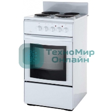 Плита электрическая Flama AE 1402 W белый, конфорок 4 шт, духовка 50 л, 50 см x 85 см x 60 см