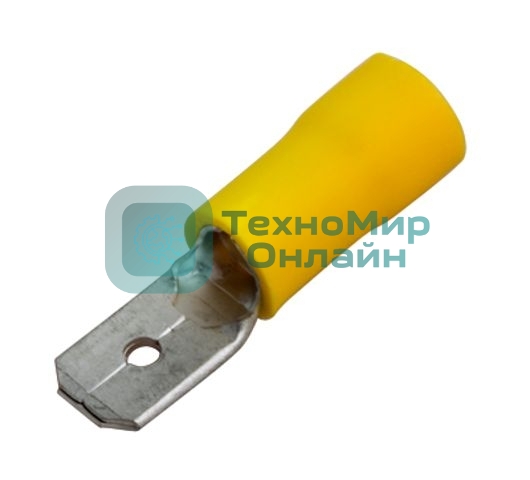 Клемма плоская REXANT изолированная РПи-п 6.0-(6.3)/РпИп 5-6-0,8 штекер 6.3 мм 4-6 мм² желтая (10шт./уп.)
