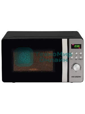 Микроволновая печь Hyundai HYM-D2074 черный/серебристый, 20 л, 700 Вт, переключатели - кнопки, поворотный механизм