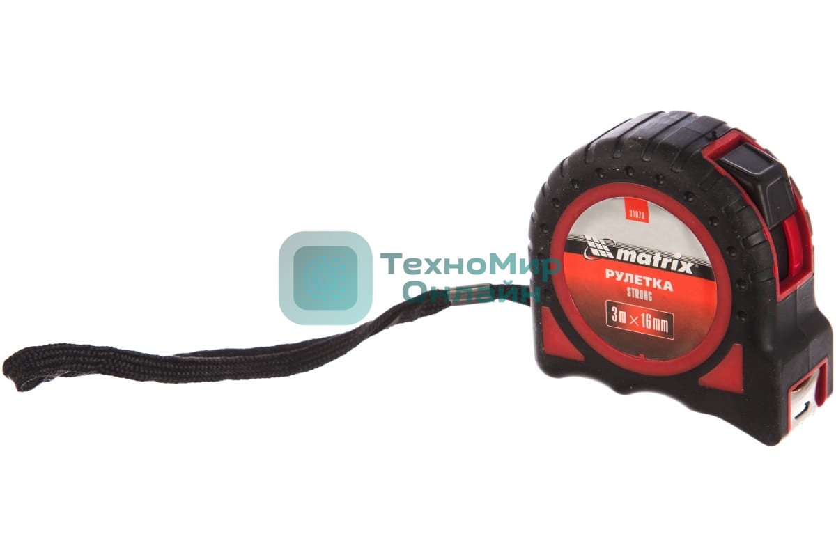 Рулетка Matrix Strong, 3 м х 16 мм, обрезиненный корпус 31078