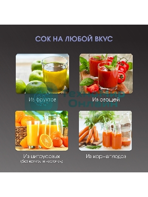 Соковыжималка Zigmund & Shtain EJ-757 стальной, центробежная, 900 Вт, 450 мл, механическое