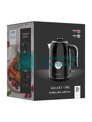 Чайник электрический Galaxy Line GL 0350, магия черного, металл, 2200 Вт, 1.7 л