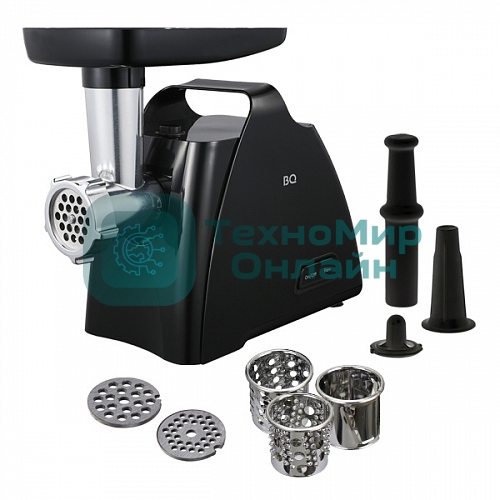 Мясорубка электрическая BQ MG1006 черный, 2100 Вт, 2.4 кг/мин, реверс, защита от перегрузки, насадки - 7