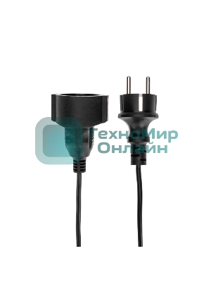 Удлинитель-шнур PROconnect ПВС 3х0,75 мм², 20 м, с/з, 6А, 1300 Вт, IP20, черный