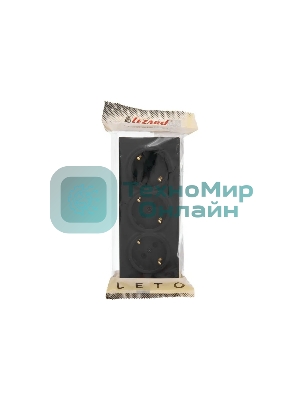 Розетка 3-мест. с заземл. LEZARD LETO 752-4200-127BUP закрытый корпус ПБТ черный бархат