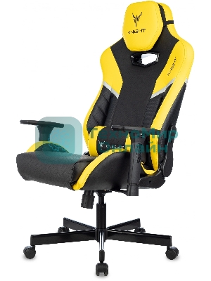 Кресло игровое Knight Thunder 5X черный/желтый эко.кожа крестов. металл