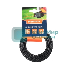 Леска PATRIOT D 3,0 мм L 12 м (скрученный квадрат, черный) 300-12-5, картонный подвес