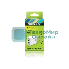 Сетевое зарядное устройство ELX-РA02QC-C01 36Вт 4USB 100-220В 5-9В/3А 1QC+3/3А коробка бел. Ergolux 15292