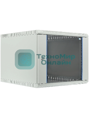 Шкаф настенный ЦМО ШРН-Э-9.650 9U 600x650мм пер.дв.стекл несъемные бок.пан. серый