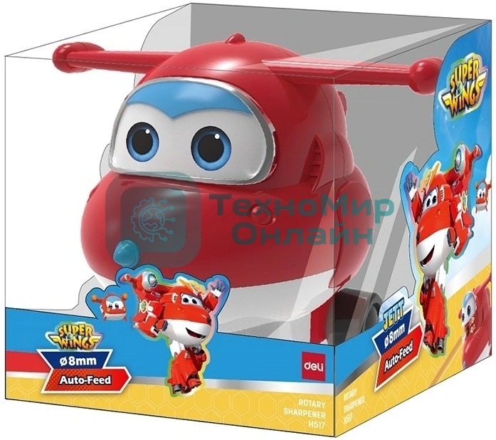 Точилка для карандашей механическая Deli EH517 Super Wings 1 отверстие пластик красный коробка (упак.:1шт)