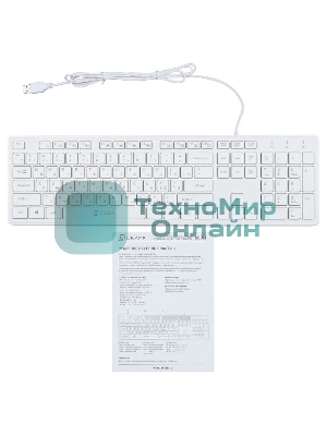 Клавиатура проводная Oklick 500M, USB, белый