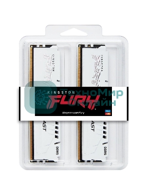 Оперативная память Kingston Fury Beast, DDR5, 32Gb (2x16GB), 6000MHz, CL36, DIMM, с радиаторами, белый