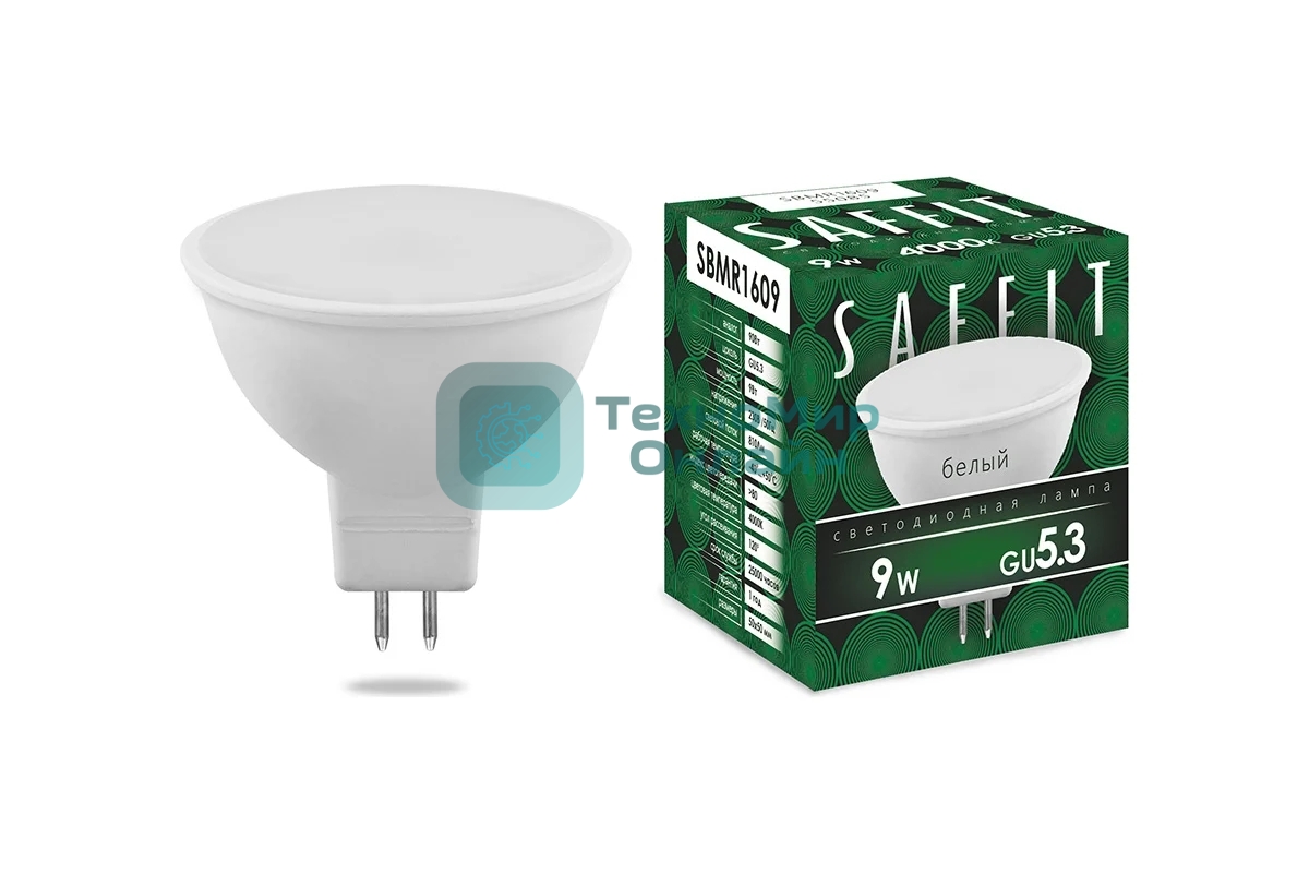 Лампа светодиодная SAFFIT SBMR1609 (55085) 9Вт 230В GU5.3 белый