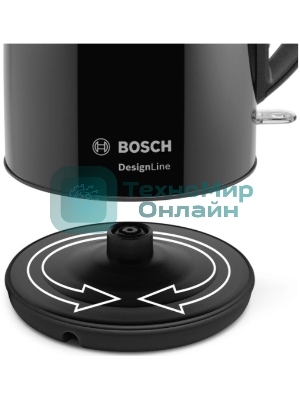 Чайник электрический Bosch TWK3P423 1.7 л, 2400 Вт, черный (корпус: нержавеющая сталь)