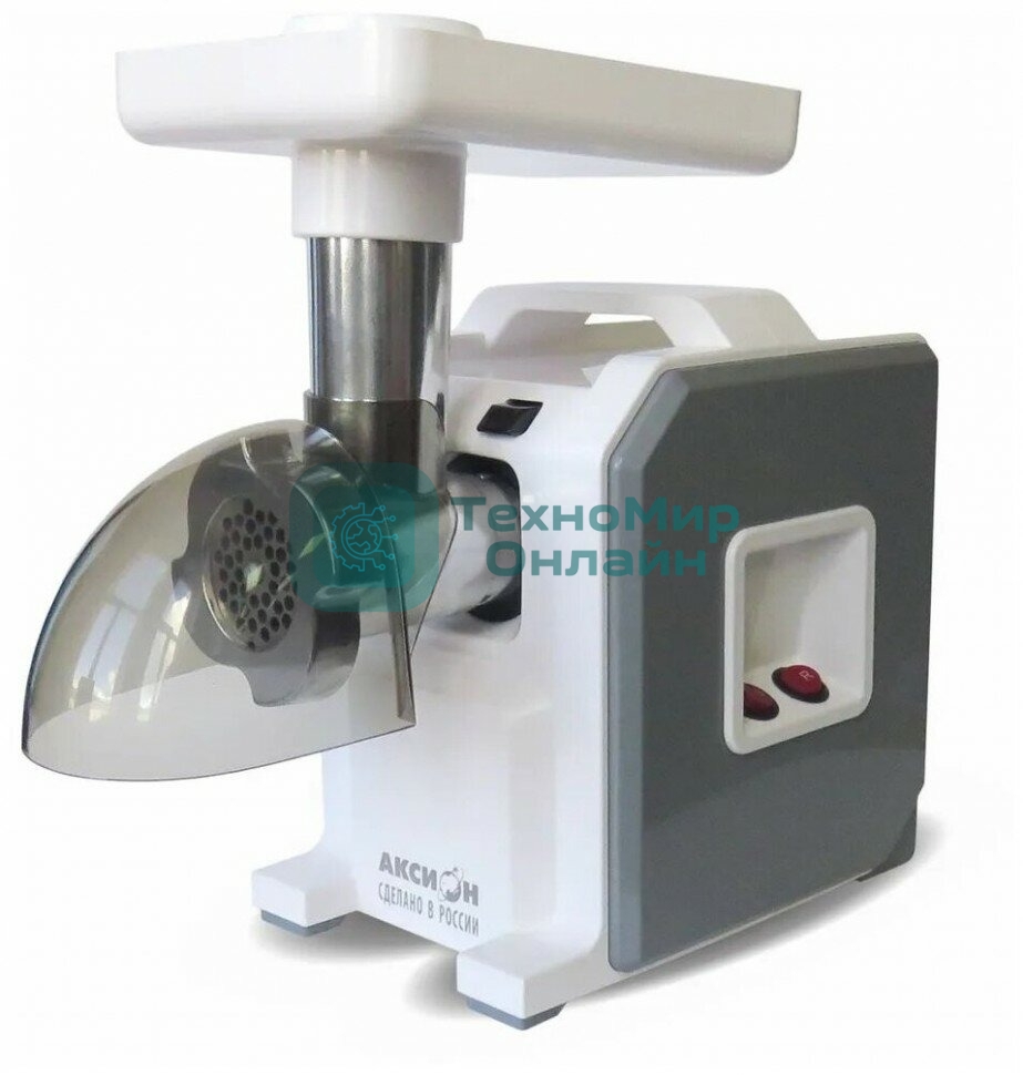 Мясорубка электрическая Аксион М43.03 белый/серый, 1900 Вт, 2.0 кг/мин, реверс, защита от перегрузки, насадки - 6