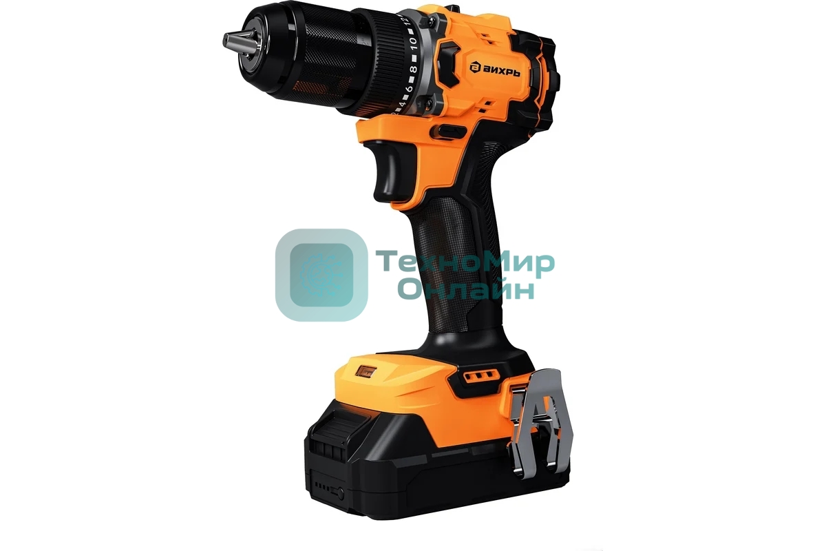 Дрель-шуруповерт Вихрь ДА-20Л-2К/БП, 20 В, 2 Ач, 70 Нм, щеточный