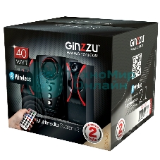 Мультимедийная акустическая система GINZZU GM-407 2.1 с Bluetooth. Выходная мощность (RMS) 40 Вт. Диапазон воспроизводимых частот: 40Гц - 20КГц. Bluetooth: V2.1. Встроенный аудио-плеер: SD-card, USB-flash до 32 Gb. FM радио: 87.5МГц - 108.0МГц. Вход AUX: стерео вход (2RCA). Пульт дистанционного управления - 21 кнопка. Эквалайзер: обычный, джаз, рок, поп, классика.