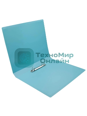 Папка на 2-х кольцах Бюрократ Pastel PAST0812/2RBLUE A4, пластик, 0.5мм корешок 27мм, торцевой карман с бумажной вставкой, голубой