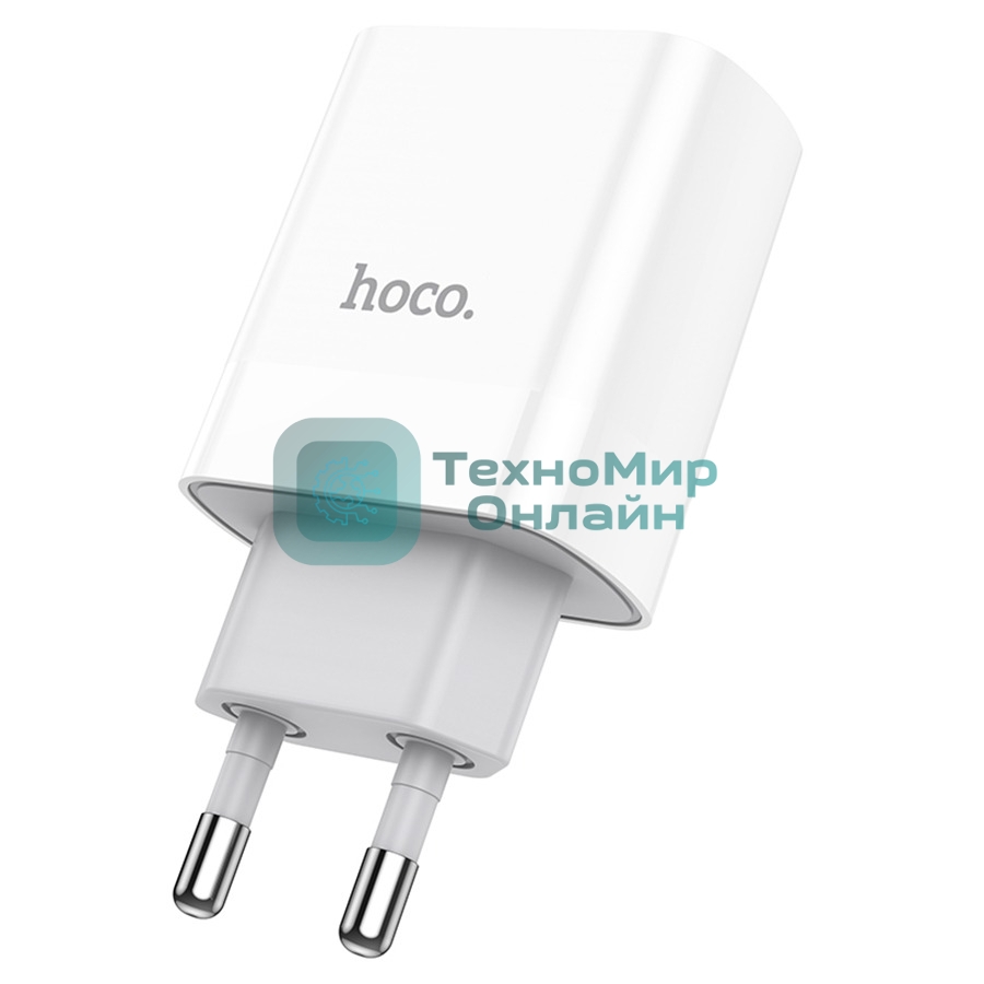 Сетевое зарядное устройство HOCO C80A Rapido 1xUSB + 1xUSB-C, 3.1A, 20W, белый