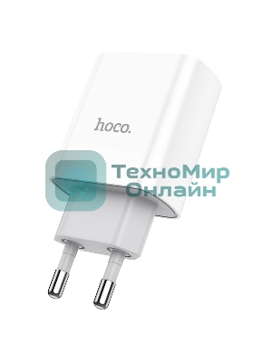 Сетевое зарядное устройство HOCO C80A Rapido 1xUSB + 1xUSB-C, 3.1A, 20W, белый