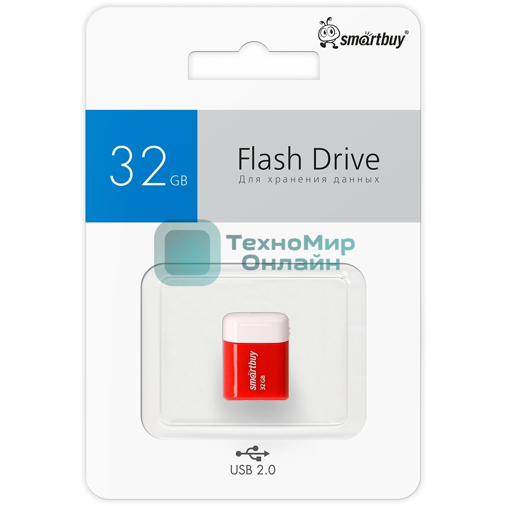 Флешка USB Smartbuy LARA Red (SB32GbLARA-R), 32Gb, USB 2.0, R/W 15/5, красный/белый