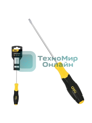 Отвертка шлицевая Deli DL6382501N 8х250мм сталь Cr-V, двухкомпонентная прорезиненная рукоять