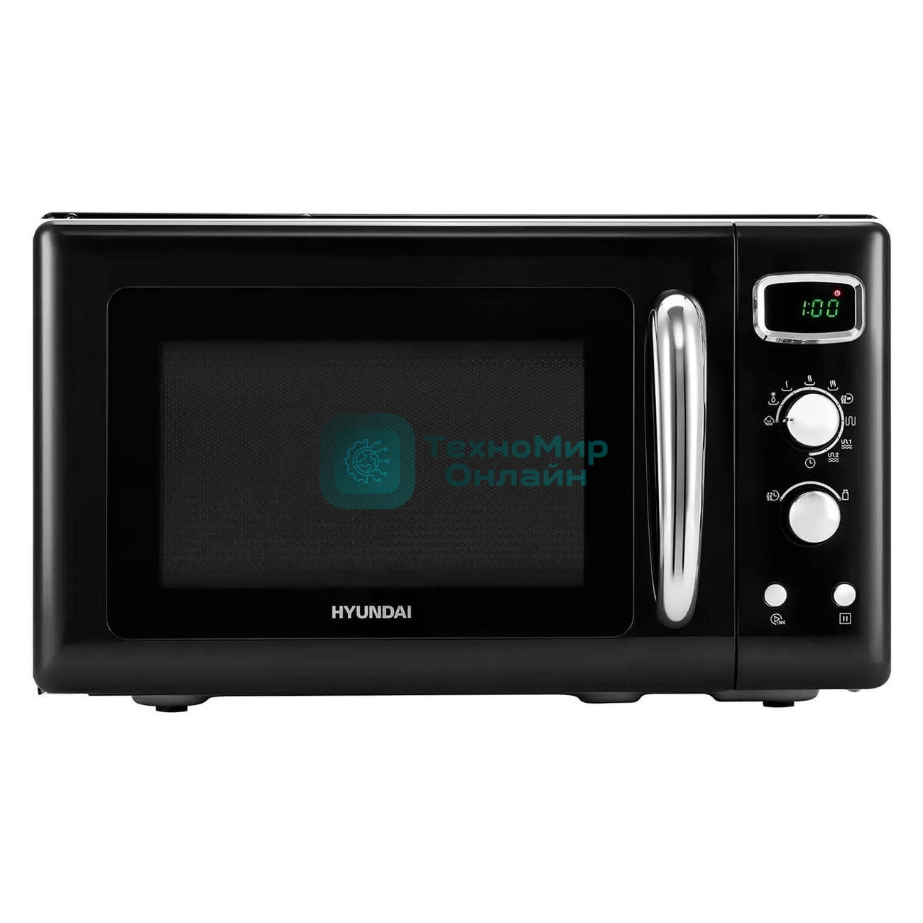 Микроволновая печь Hyundai HYM-D3040 черный, 23 л, 800 Вт, переключатели - кнопки, поворотный механизм