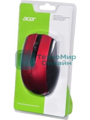 Мышь беспроводная Acer OMR032 черный/красный, 1600 dpi, радиоканал, USB, кнопки - 4