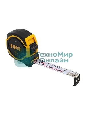 Рулетка Denzel 5м х 19мм, двухкомп. корпус, магнитный обрезиненный зацеп