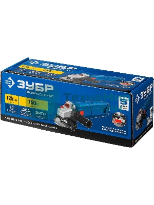 Угловая шлифовальная машина Зубр Профессионал одноруч. хват, пылезащита, 125 мм, 11000 об/мин, 750 Вт УШМ-П125-750