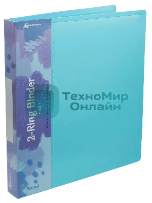 Папка на 2-х кольцах Бюрократ Pastel PAST0812/2RBLUE A4, пластик, 0.5мм корешок 27мм, торцевой карман с бумажной вставкой, голубой