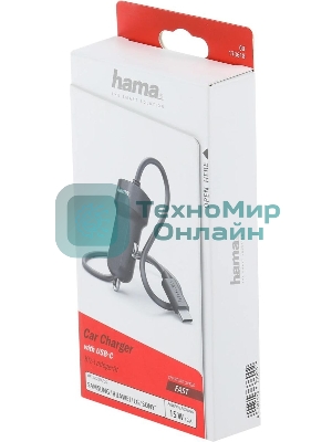 Автомобильное зарядное устройство Hama H-173618 3A PD универсальное черный