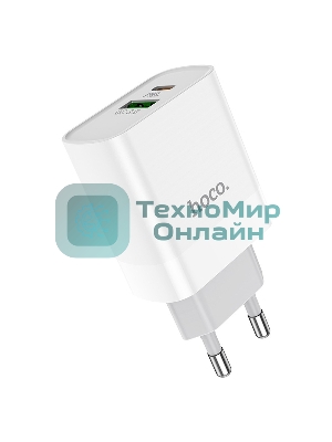 Сетевое зарядное устройство HOCO C80A Rapido 1xUSB + 1xUSB-C, 3.1A, 20W, белый