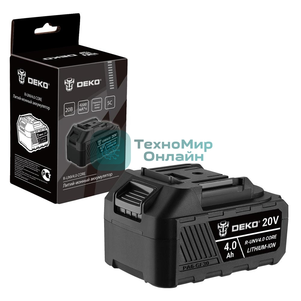 Аккумулятор DEKO R-UNV4.0 CORE, Li-ion, 20В, 4.0А*ч