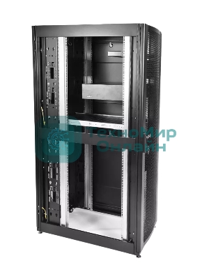 Шкаф серверный ПРОФ напольный 42U (600x1200) дверь перфорированная 2 шт., черный, в сборе, ШТК-СП-42.6.12-44АА-9005