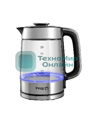 Чайник электрический Red Solution G104 1.7 л, 2200 Вт, черный/серебристый, нержавеющая сталь/стекло/пластик