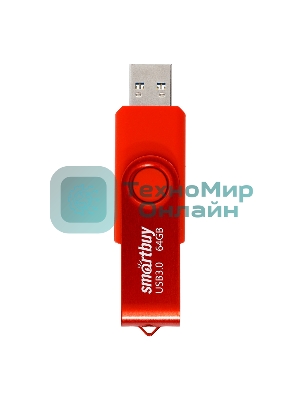 Флешка USB Smartbuy Twist Red (SB064Gb3TWR), 64Gb, USB 3.0/3.1, R/W 70/40, красный