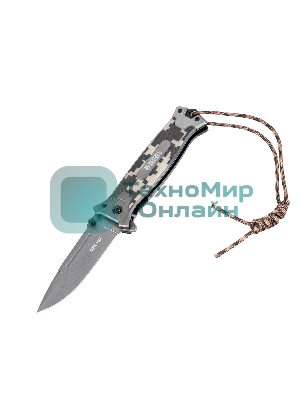 Нож складной Denzel, многоцелевой, системы Liner-Lock, с накладкой G10 на прямой рук-ке+стеклобой 79208