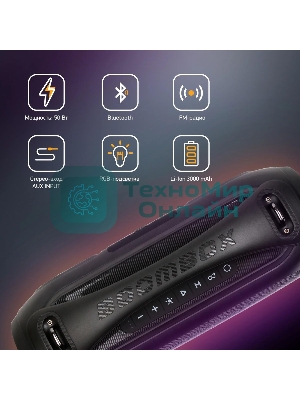 Колонка портативная Digma D-PS1530 черный/черный 50W 2.1 BT 10м 3000mAh