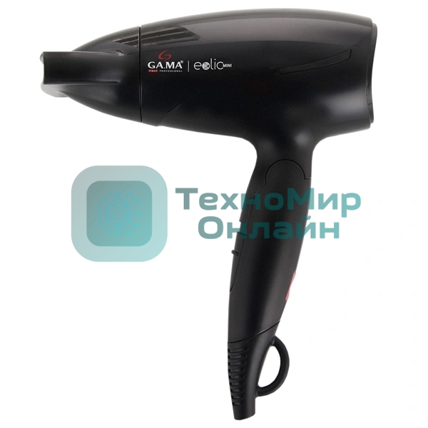 Фен GA.MA GH0201 EOLIC MINI CX черный, 1600 Вт, компактный, ионизация