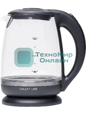 Чайник электрический Galaxy Line GL 0559, черный, стекло, 2200 Вт, 2 л