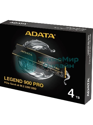 Накопитель SSD ADATA LEGEND 900 PRO, 4Tb, PCIe 4.0 x4, M.2 2280, NVMe, R/W 7400/6500, с радиатором