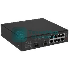 Коммутатор Hikvision DS-3T0310P, 8×100 Мбит/с PoE+ + 2×1 Гбит/с SFP, неуправляемый